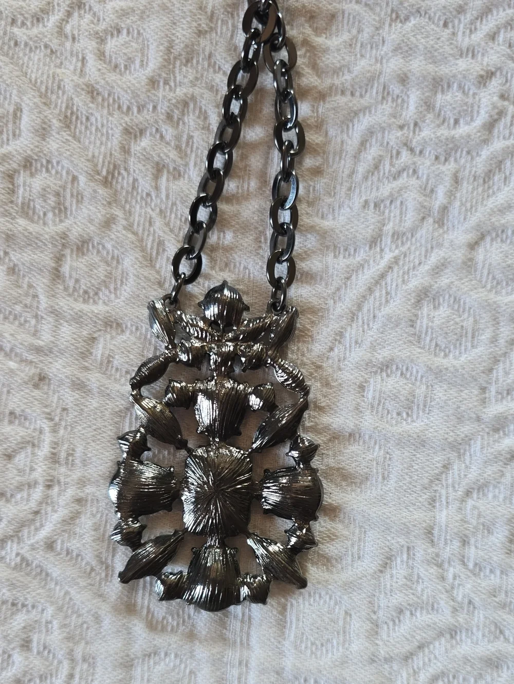 Statement Blue and Gunmetal Crystal Pendant Necklace